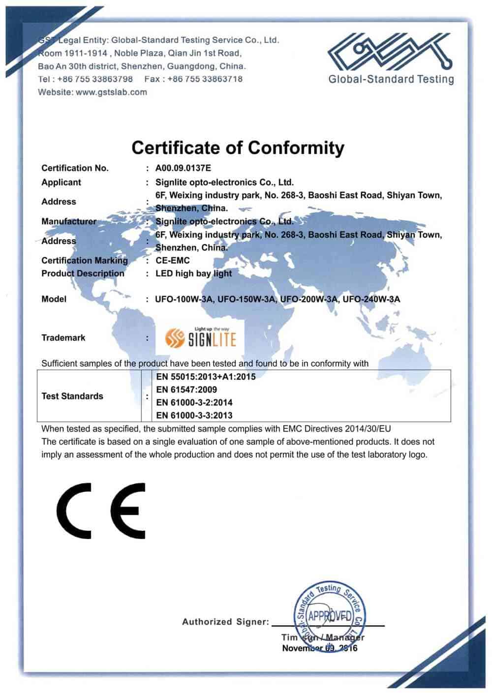 LED high bay CE-EMC certification
